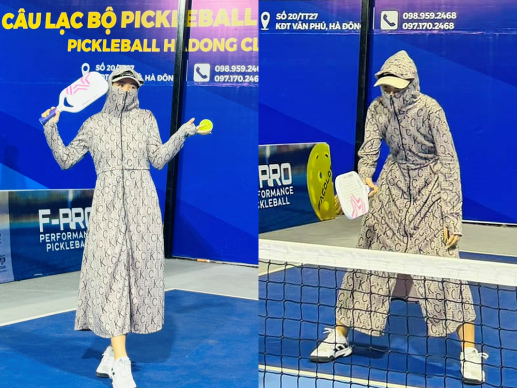 Outfit độc lạ của cô nàng mới đây xuất hiện trên sân pickleball tại Hà Đông.