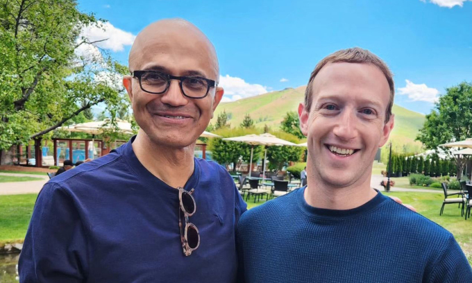 CEO Microsoft Satya Nadella và CEO Meta Mark Zuckerberg. Ảnh: zuck/Instagram