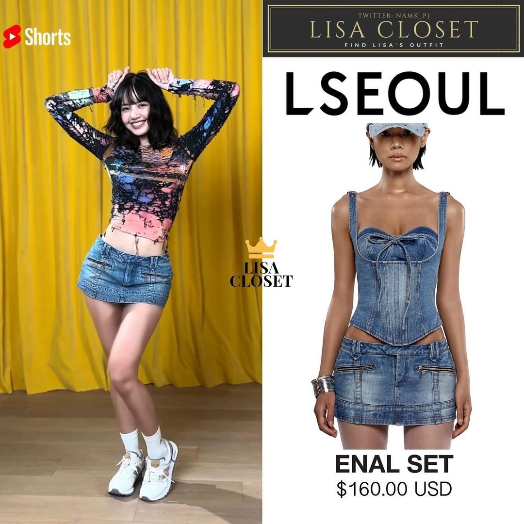 Trước đó, Lisa BLACKPINK cũng từng mặc một chiếc chân váy denim với kiểu dáng tương tự đến từ thương hiệu Việt L Seoul để quảng bá ca khúc mới New Woman, có giá 2,2 triệu đồng. Vài phút sau khi in tư trang phục được công bố, trang web của nhà mốt Việt ghi nhận tình trạng quá tải, cháy hàng.