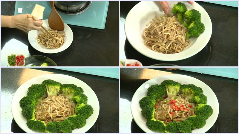 Enoki mushrooms with broccoli