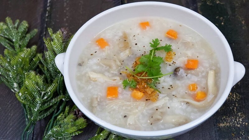 Enoki mushroom porridge