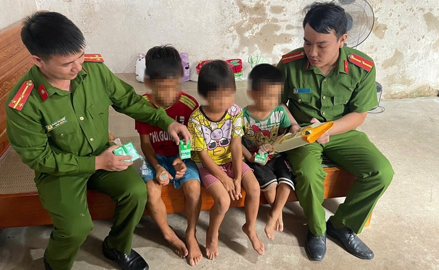 3 cháu bé được lực lượng chức năng tìm thấy ngay tại gần nhà
