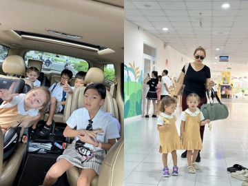 Sao Việt 24h: Á hậu làm mẹ đơn thân của 5 nhóc tì, cảnh đưa các con đi học đầy một xe gây sốt