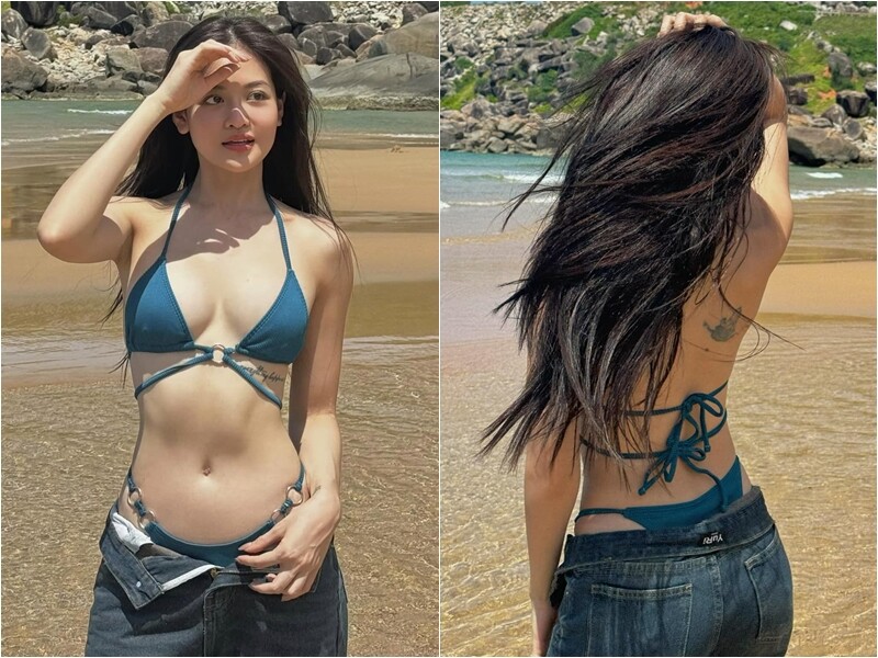 Những bộ bikini táo bạo giúp khoe trọn vòng một đầy đặn và vòng eo thon gọn của nữ diễn viên.