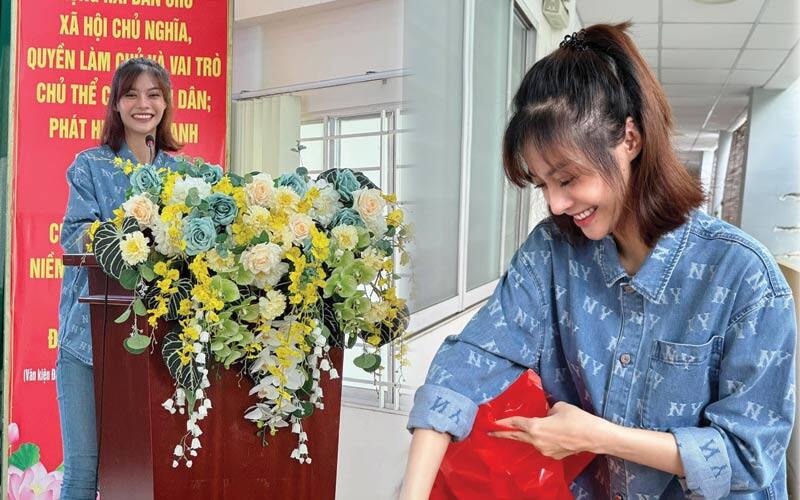 Ngày thường, cô nàng 2K cũng ứng dụng những phong cách thời trang phòng khoáng. Chất liệu denim cá tính giúp cho nàng hậu thêm phần thời thượng. 