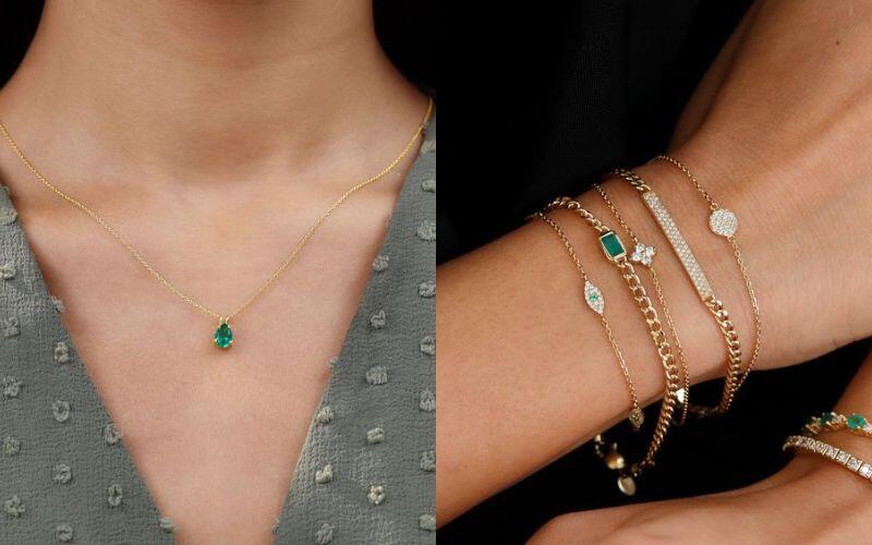 Với những người sinh vào tháng Năm, viên ngọc lục bảo (Emerald) sẽ mang đến may mắn và thành công. Màu xanh lục của viên đá này tượng trưng cho sự sinh sôi, nảy nở và sự thịnh vượng. Một chiếc vòng cổ ngọc lục bảo kết hợp với bộ vest sẽ tạo nên phong cách thanh lịch.