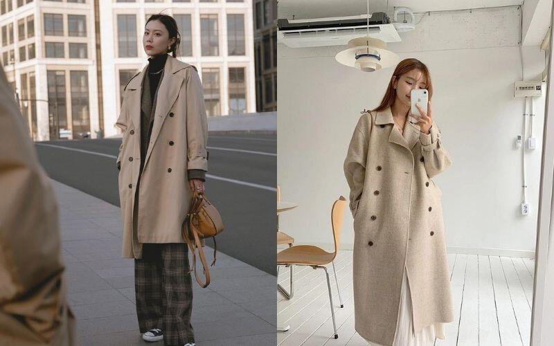 Các nàng có thể kết hợp áo trench coat với quần jeans, quần âu hoặc váy liền để có được bộ trang phục thời thượng, sang xịn mịn. Áo trench coat thường có tông màu be nhưng muốn style mới mẻ hơn, chị em nên sắm phiên bản mang tông màu trắng, pastel, xám...