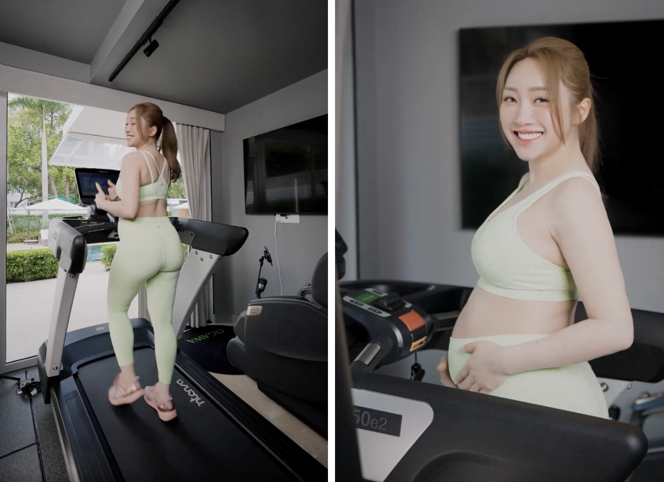 Lý Thuỳ Trang duy trì tập gym trong thai kỳ.