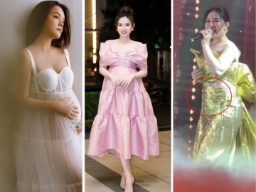 Nhan sắc thành viên nhóm nhạc H.A.T khi mang thai : Phạm Quỳnh Anh gần vỡ chum vẫn quyến rũ, Thu Thủy xinh như búp bê