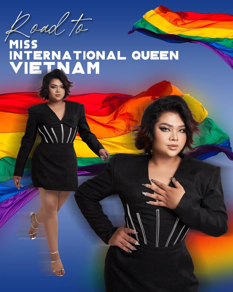 Huy Hoàng từng tham gia cuộc thi Miss International Queen Vietnam 2023 và là đối thủ của Á hậu Tường San.