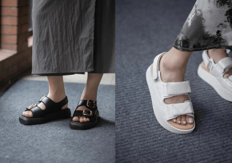 A pair of platform sandals