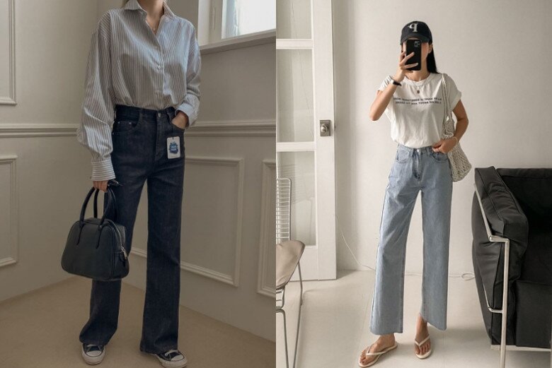 Hai màu quần jeans sáng tối sẽ phù hợp với thời tiết khác nhau.