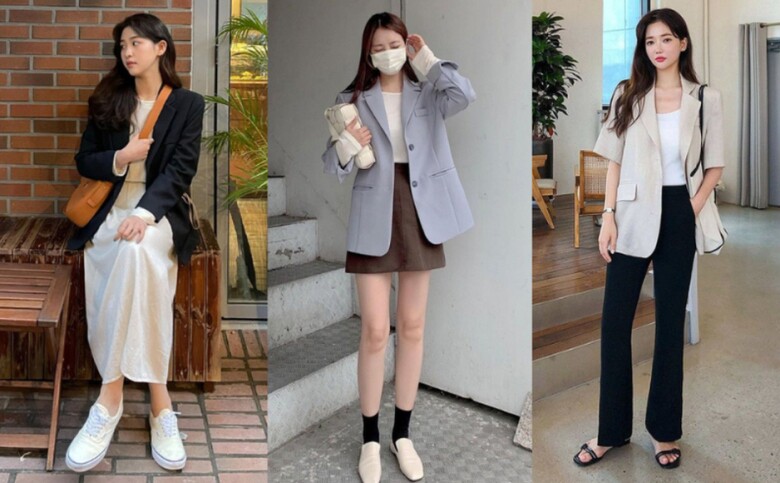 Áo blazer thanh lịch, chỉn chu có thể mặc đi làm, đi chơi đều đẹp, chỉ cần thay đổi váy, quần sẽ có phong cách khác nhau.