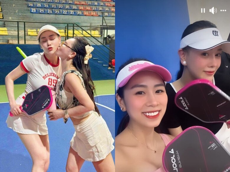 Phương Oanh cũng đam mê bộ môn Pickleball vừa giúp cô thoải mái tinh thần, gắn kết bạn bè lại giảm cân.