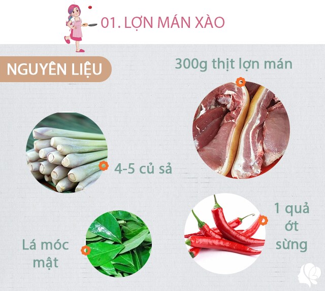 Chuẩn bị: 300g thịt lợn mán, 4-5 củ sả, 5 tép tỏi, 1 quả ớt sừng, 1 nắm lá móc mật, muối, dầu ăn, 1 thìa dầu hào.