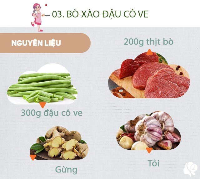 Chuẩn bị: 200g thịt bò, 300g đậu cô ve, tỏi, gừng, dầu ăn, muối, 1/2 quả cà chua nhỏ, ít hành lá, hạt tiêu.