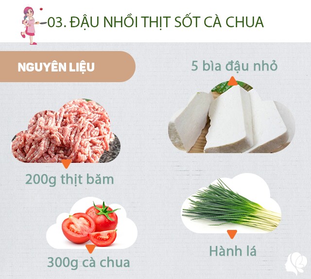 Chuẩn bị: 5 bìa đậu nhỏ, 300g cà chua, 200g thịt băm, hành lá, bột canh, dầu ăn, xíu đường.