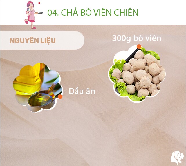 Chuẩn bị: 300g bò viên, dầu ăn.