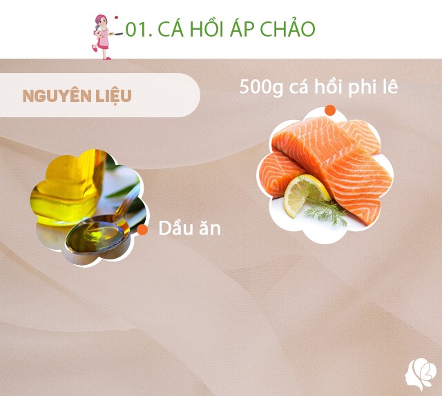 Chuẩn bị: 500g cá hồi, dầu ăn, xíu muối, tỏi đập dập.