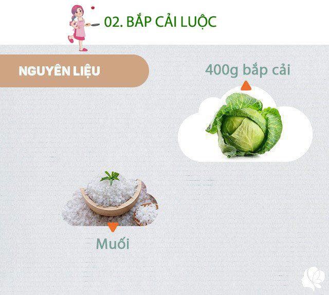 Chuẩn bị: 400g bắp cải, 1 nhúm muối.