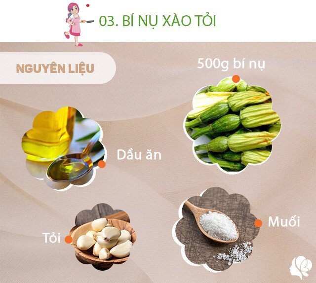 Chuẩn bị: 500g bí nụ, 1 ít bỉ đỏ non, 5 tép tỏi, muối hoặc bột canh/bột nêm, dầu ăn.