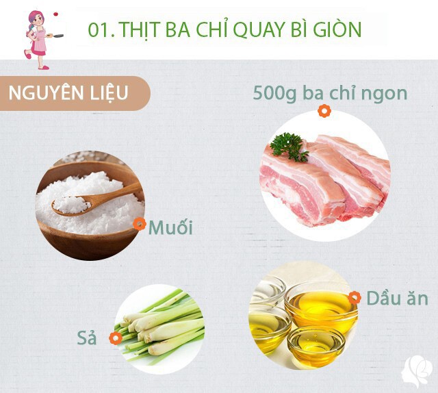 Chuẩn bị: - 1 miếng thịt ba chỉ ngon khoảng 500g - 1 nhánh sả đập dập - 1 củ hành tây; 3 muỗng canh muối; 1 miếng gừng thái lát vài lá chanh nếu có.