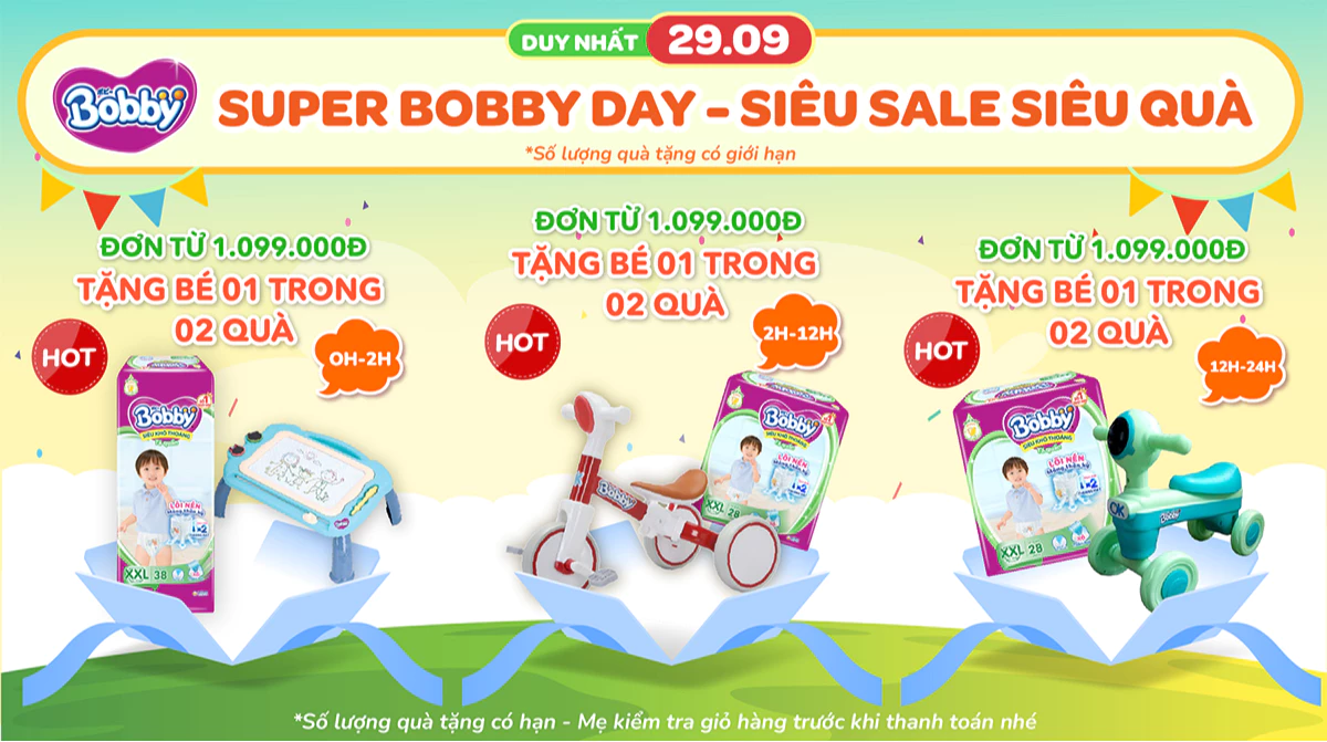 Cơ hội săn tã quần Bobby đa dạng kích cỡ với giá “siêu yêu” và rinh thêm quà tặng xịn như bàn học, xe đạp…hoàn toàn nằm trong tầm tay bạn. Shopee ngay!