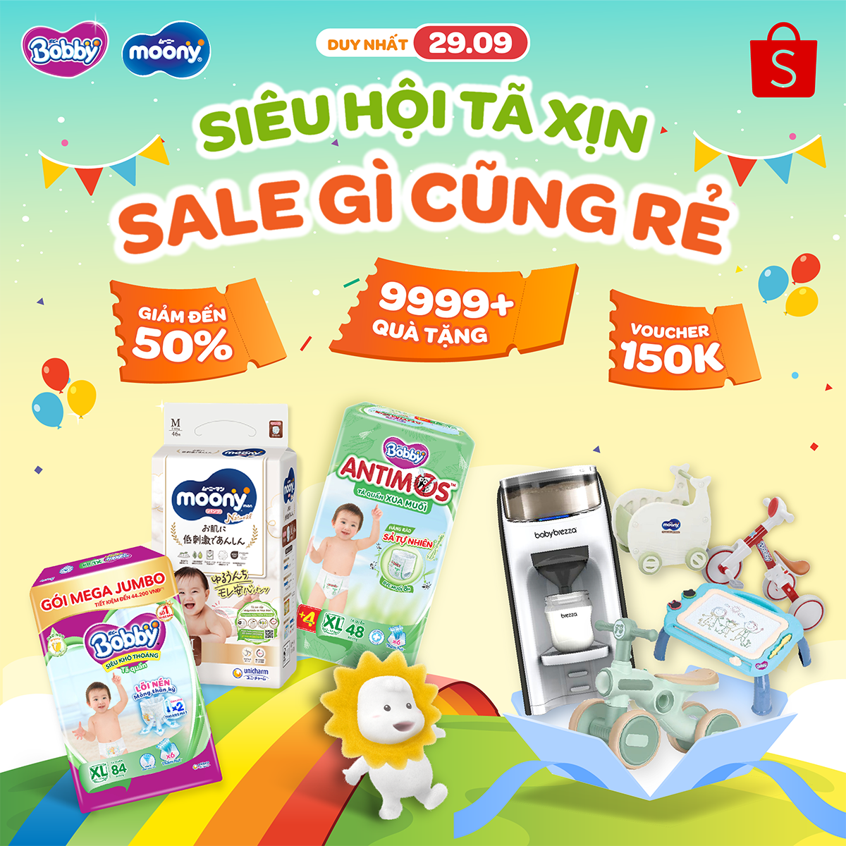 “Siêu Hội Tã Xịn - Mua Gì Cũng Rẻ” đang là tâm điểm trên Shopee Mall hôm nay.