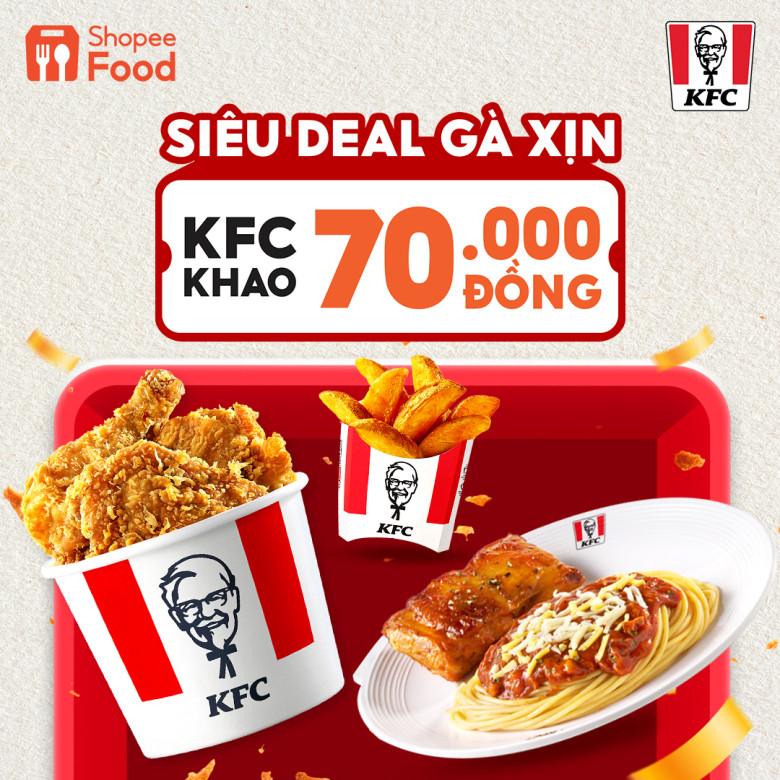 Thỏa sức thưởng thức hương vị gà rán KFC một cách no nê với ưu đãi giảm đến 70.000 đồng.