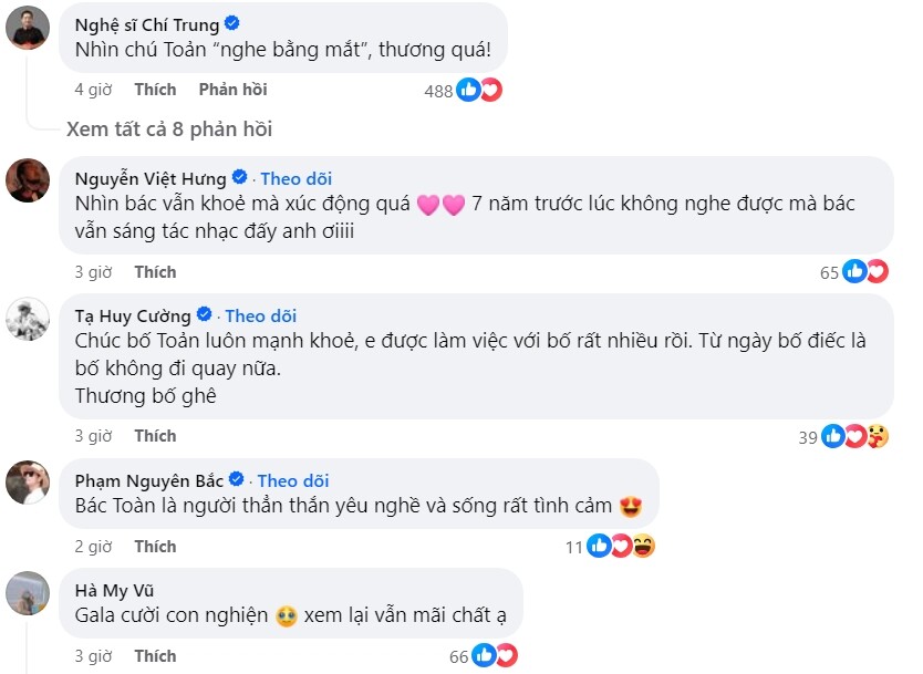 Chí Trung và nhiều nghệ sĩ bình luận.