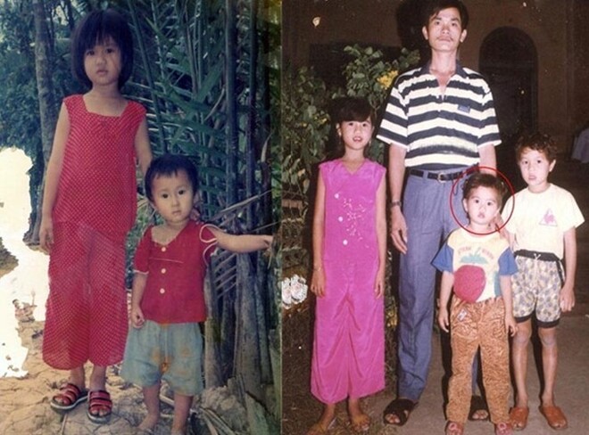 Ảnh Ngọc Trinh hồi nhỏ bên bố.