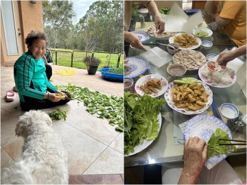 Mẹ ruột U90 của Hoài Linh ăn bún đậu mắm tôm kiểu lạ đời, con trai út không nhịn được cười
