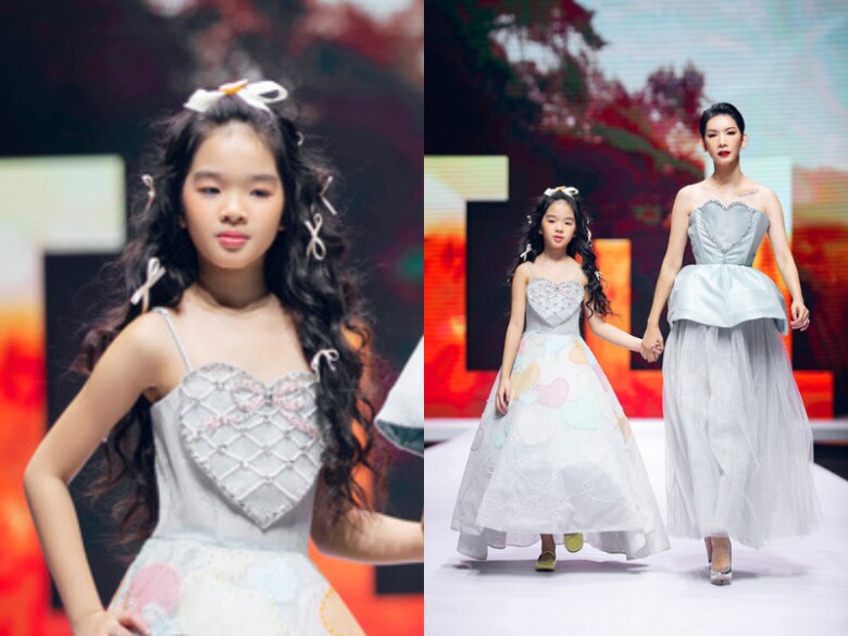 Con gái Xuân Lan catwalk chuyên nghiệp.