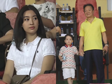 Bầu Hiển dắt cháu đích tôn đi xem bóng đá, con dâu hào môn Đỗ Mỹ Linh được khen hết lời khi đảo ngói