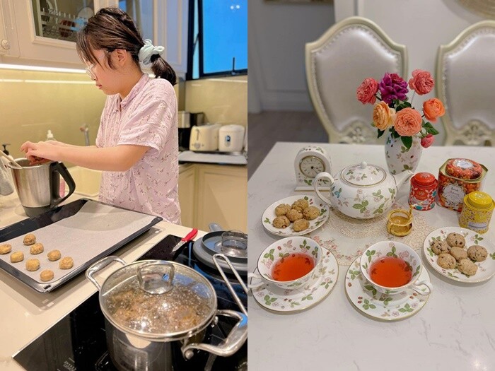 Con sao việt trổ tài làm bánh quý tử nhà lê phương làm bánh trung thu con trai tăng thanh hà cực chuyên nghiệp - 20