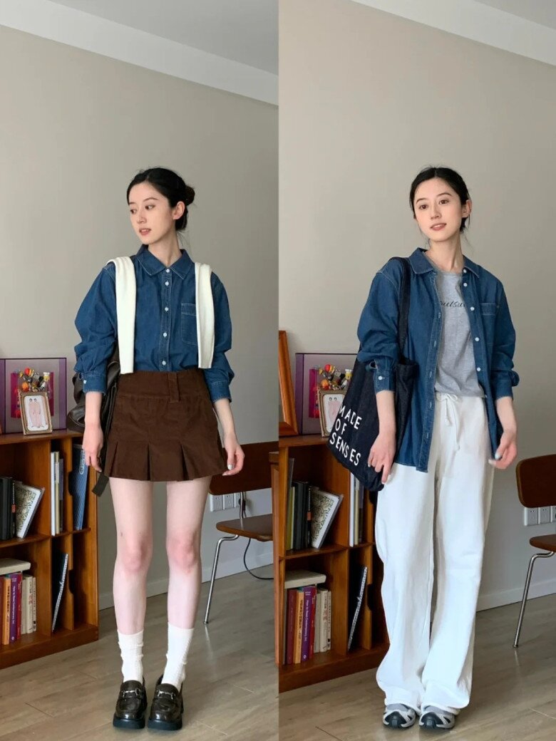 Chỉ với một chiếc áo denim, các nàng cũng có thể biến hóa đủ phong cách, không sợ ngày mới nhàm chán. 