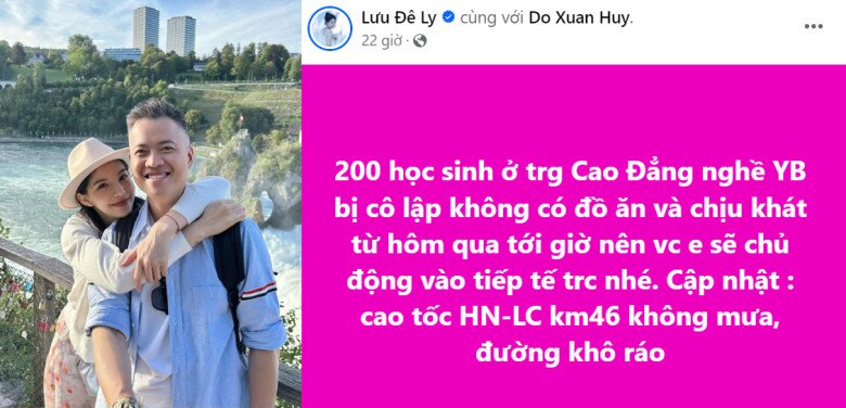 Vợ chồng Lưu Đê Ly vận chuyển nhu yếu phẩm đến nhiều vùng đang ngập lụt.