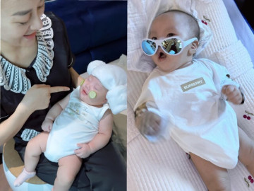 Cặp song sinh nhà Shark Bình 3 tháng tuổi mặc hàng hiệu chục triệu, Phương Oanh thừa nhận 2 con y hệt bố