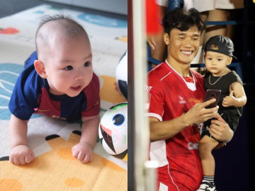 2 hậu duệ của bóng đá Việt: Con trai Đoàn Văn Hậu rõ nét tuấn tú, quý tử Bùi Tiến Dũng giống hệt mẹ Ukraine