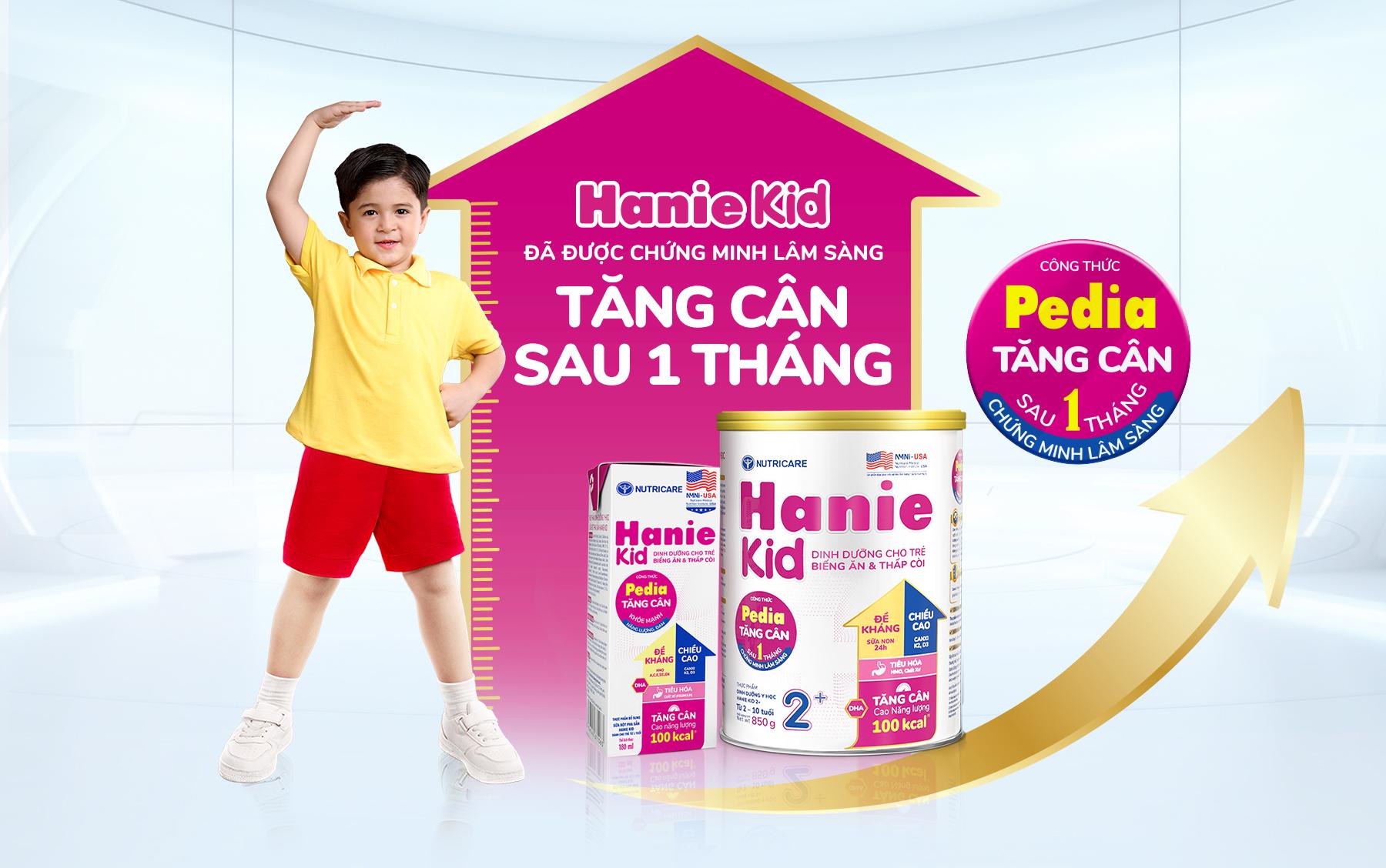 Hanie Kid 2+ đã được chứng minh lâm sàng, giúp tăng cân sau 1 tháng