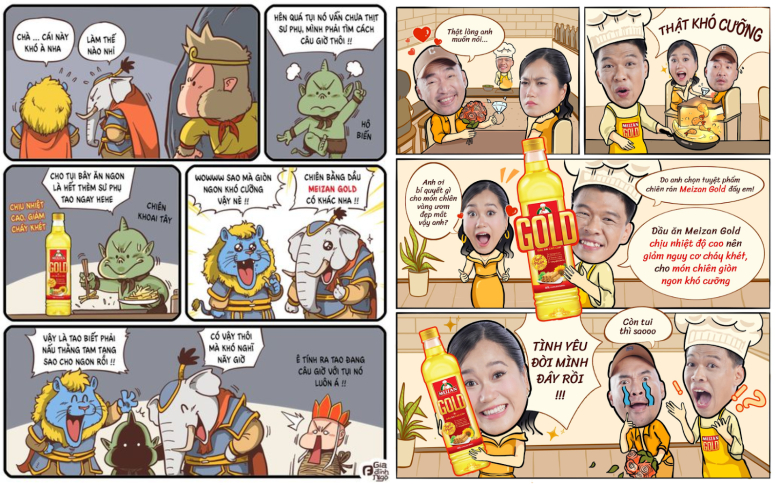 Những mẩu truyện comic gần gũi, hài hước, thể hiện đúng tính cách nhãn hàng dầu ăn Meizan Gold