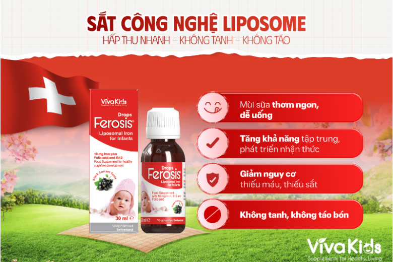 Ferosis là sản phẩm sắt nhỏ giọt nhập khẩu từ Thụy Sĩ