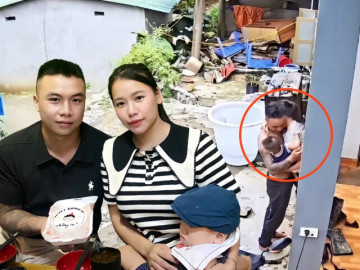 Chồng mất liên lạc 3 ngày do mưa lũ ở Lào Cai bất ngờ trở về nhà, vợ bế con nhỏ bật khóc nức nở