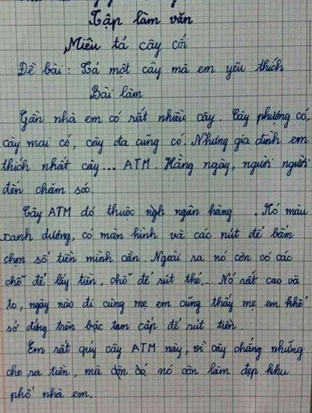 Cô giáo ra đề văn tả cây cối, bé tiểu học kể về “cây cho ra tiền” khiến ai đọc cũng cười bể bụng - 1