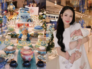 Yêu con - Con gái đại gia Minh Nhựa làm tiệc đầy tháng cho quý tử thứ 3, mâm cúng màu xanh sang trọng chuẩn tài phiệt