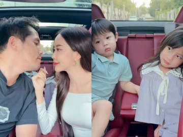 Hotgirl và chồng thân mật trong xe ô tô, 2 con chứng kiến liền có phản ứng không ngờ