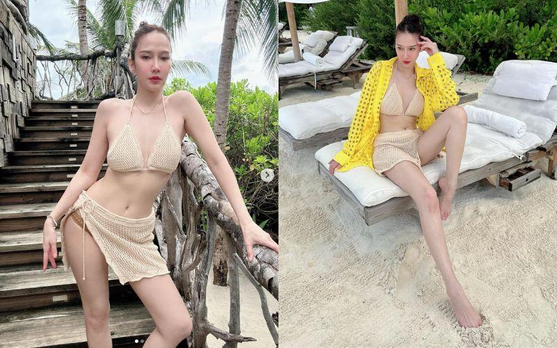 Hình ảnh của Aum trong những bộ bikini hoặc trang phục bó sát luôn khiến khán giả trầm trồ về vóc dáng hoàn hảo của cô.

