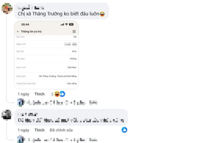 Một tài khoản cũng chia sẻ địa chỉ mới trên VNeID dưới phần bình luận