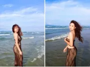 Con gái cựu hoa khôi bóng chuyền Kim Huệ đi biển "cực cháy"