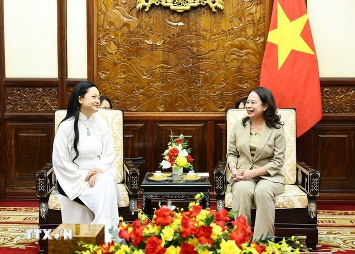 Phó Chủ tịch nước Võ Thị Ánh Xuân tiếp cô Amanda Nguyễn. Ảnh: TTXVN